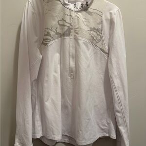 Under Armour White Long Sleeve Quarter-Zip Hoodie with Light Gray Camo Yoke